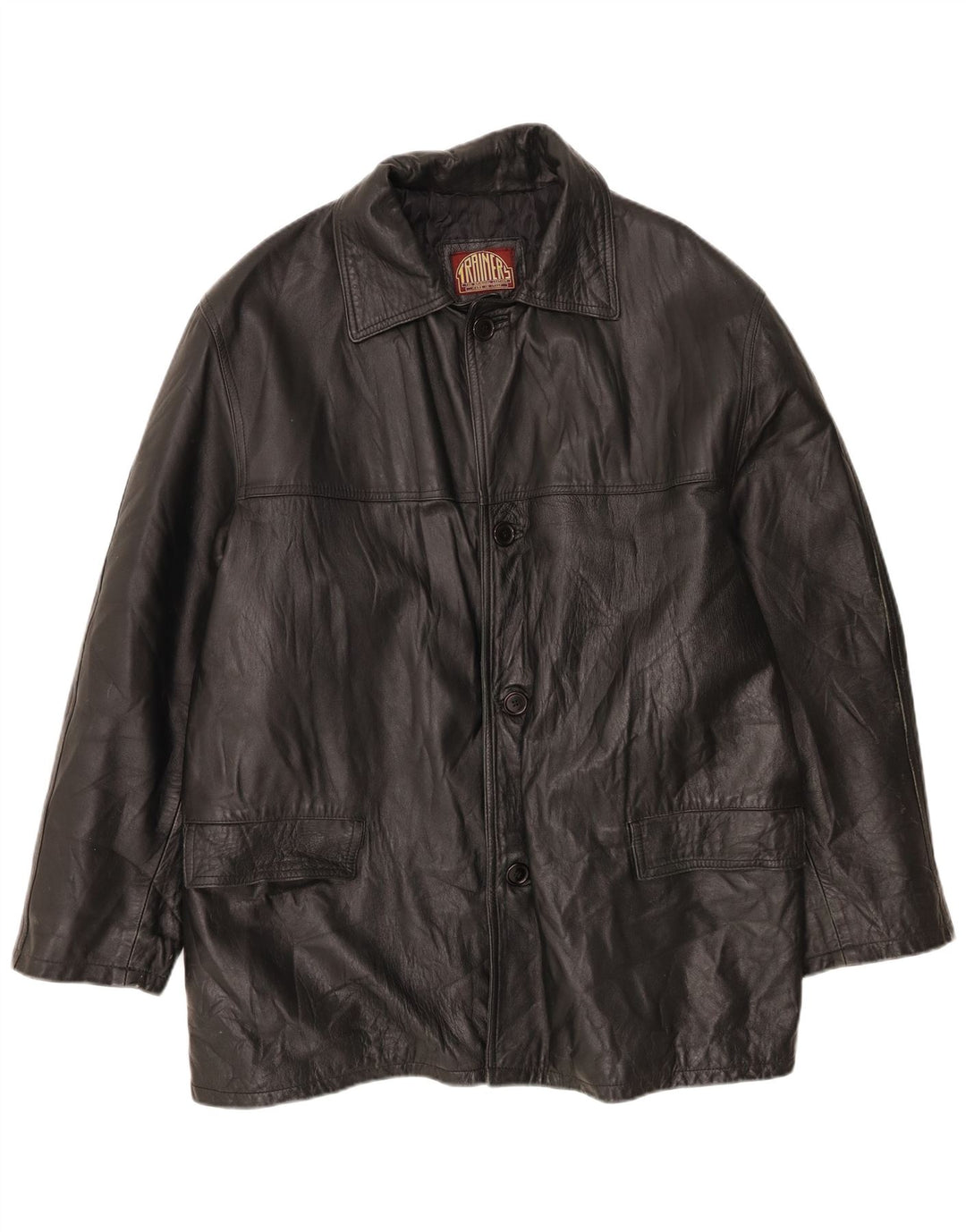 Geacă de piele vintage pentru bărbați IT 56 3XL neagră