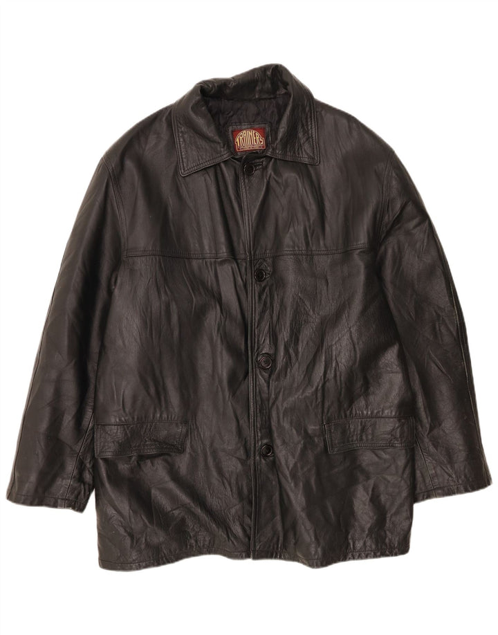 Geacă de piele vintage pentru bărbați IT 56 3XL neagră