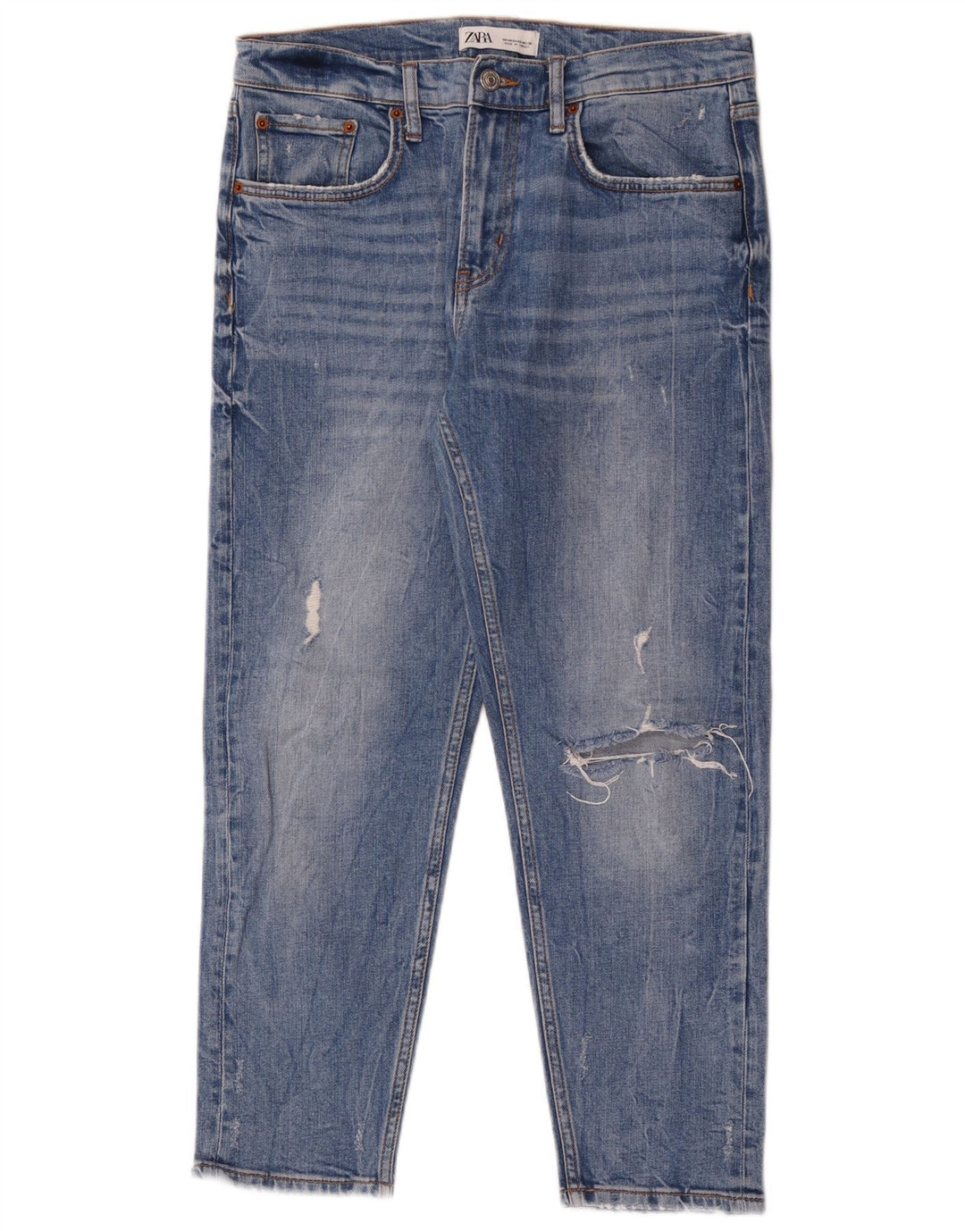 Blugi slim pentru femei Distressed Zara EU 40 Medium W30 L26 Albastru