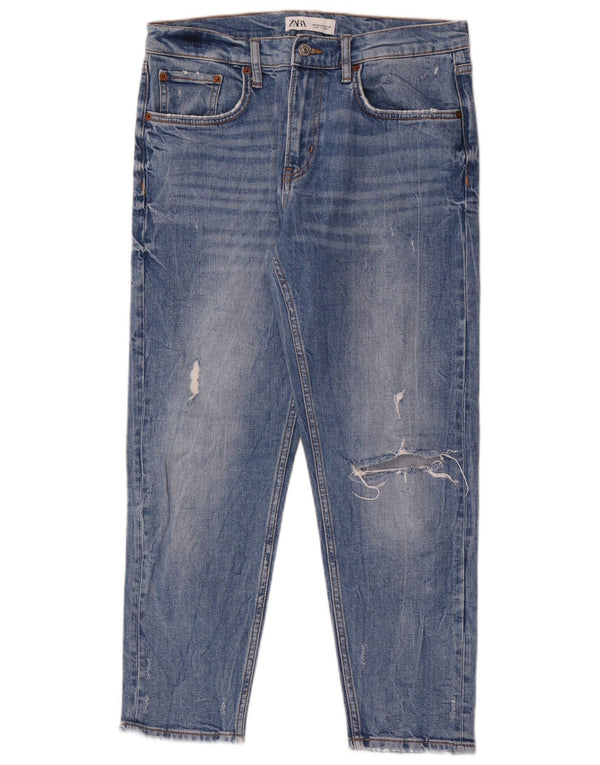 Blugi slim pentru femei Distressed Zara EU 40 Medium W30 L26 Albastru