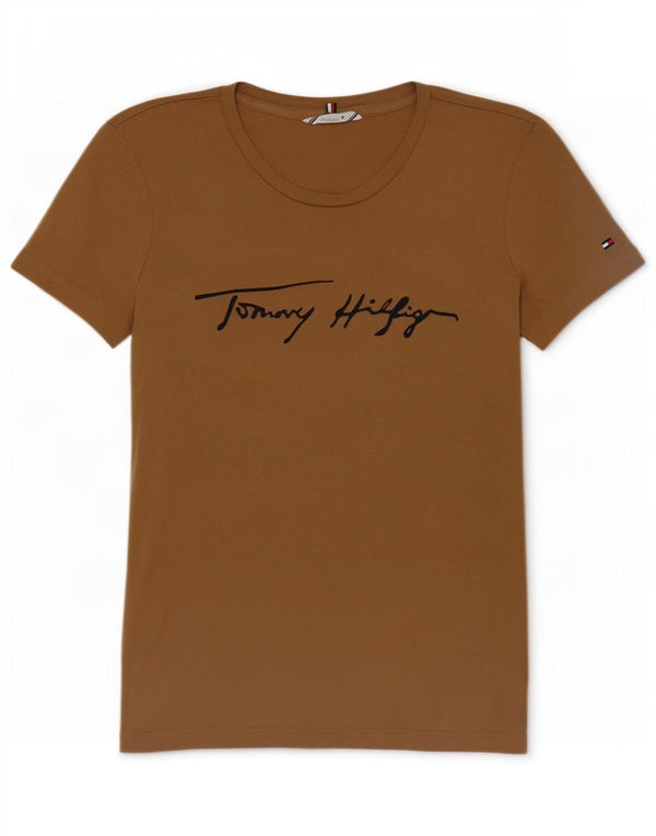 Tricou grafic Tommy Hilfiger pentru femei Top UK 6 XS Bej Bumbac