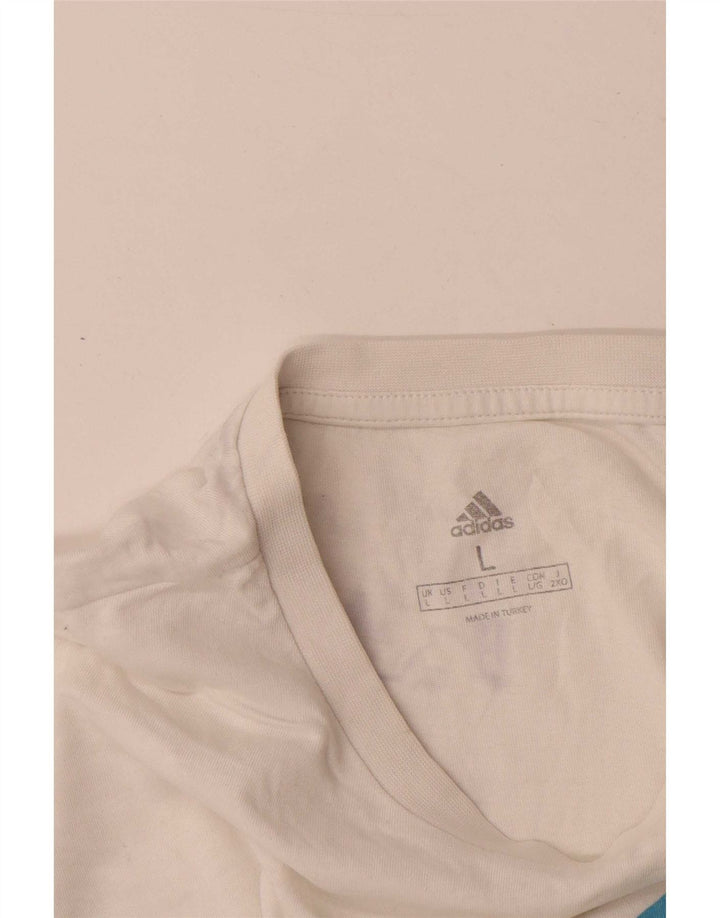 Tricou grafic Adidas pentru bărbați Top mare din bumbac alb