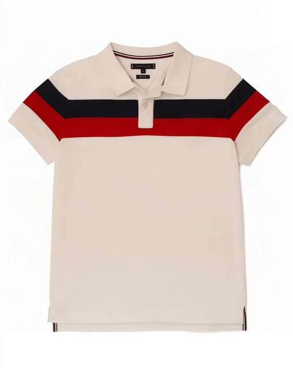 Cămașă polo Tommy Hilfiger pentru bărbați, cu croiala normală, din bumbac alb mediu
