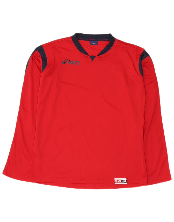 Top pentru băieți Asics cu mânecă lungă 13-14 ani, roșu, poliester color bloc