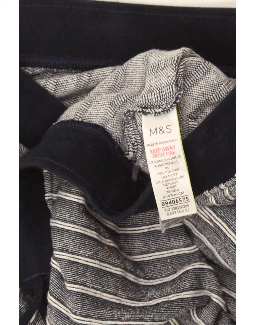 Marks & Spencer Pantaloni scurți casual pentru bărbați, mari, bleumarin, bumbac cu dungi