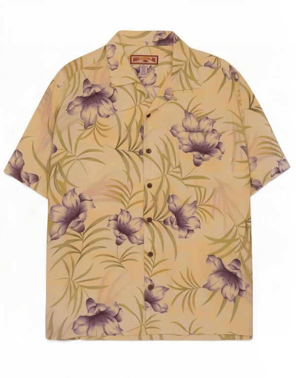 Cămașă cu mânecă scurtă pentru bărbați Caribbean Joe XL, galben, raion floral