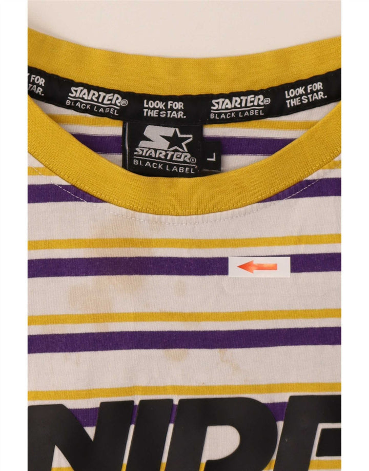 Tricou grafic pentru bărbați Starter BLACK LABEL Top mare bumbac cu dungi albe