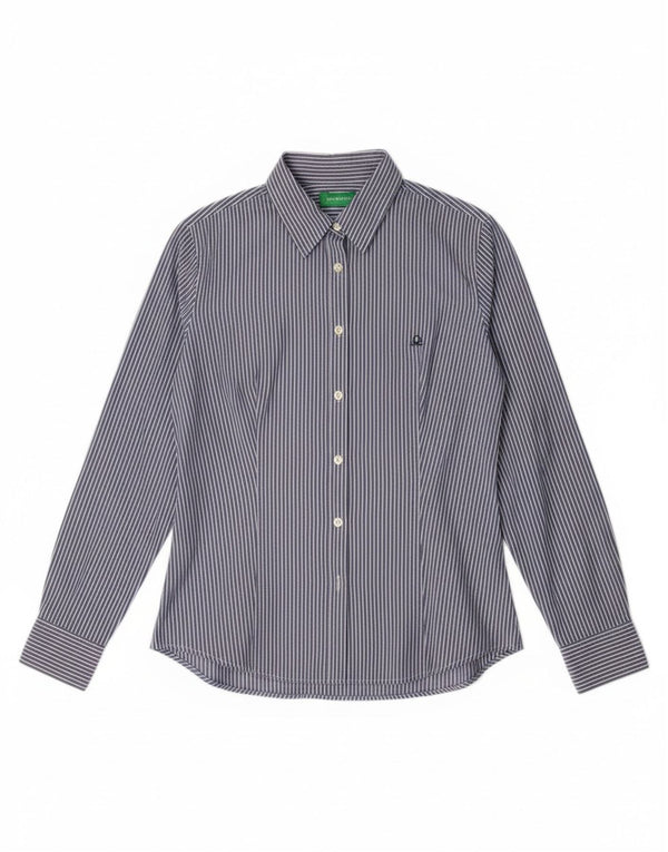 Cămașă Benetton pentru femei UK 14 Medium Blue Pinstripe