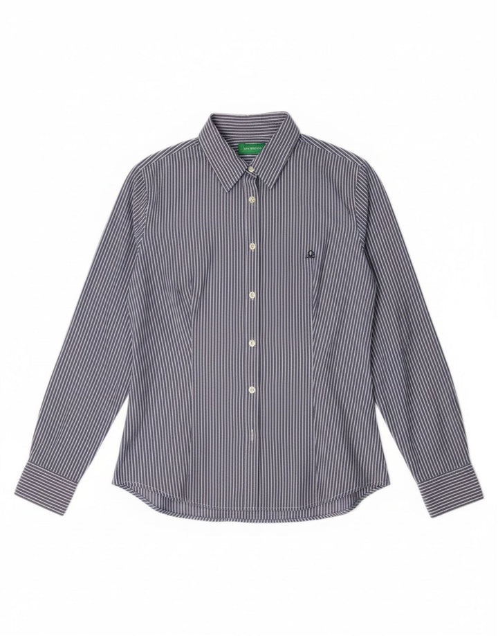 Cămașă Benetton pentru femei UK 14 Medium Blue Pinstripe