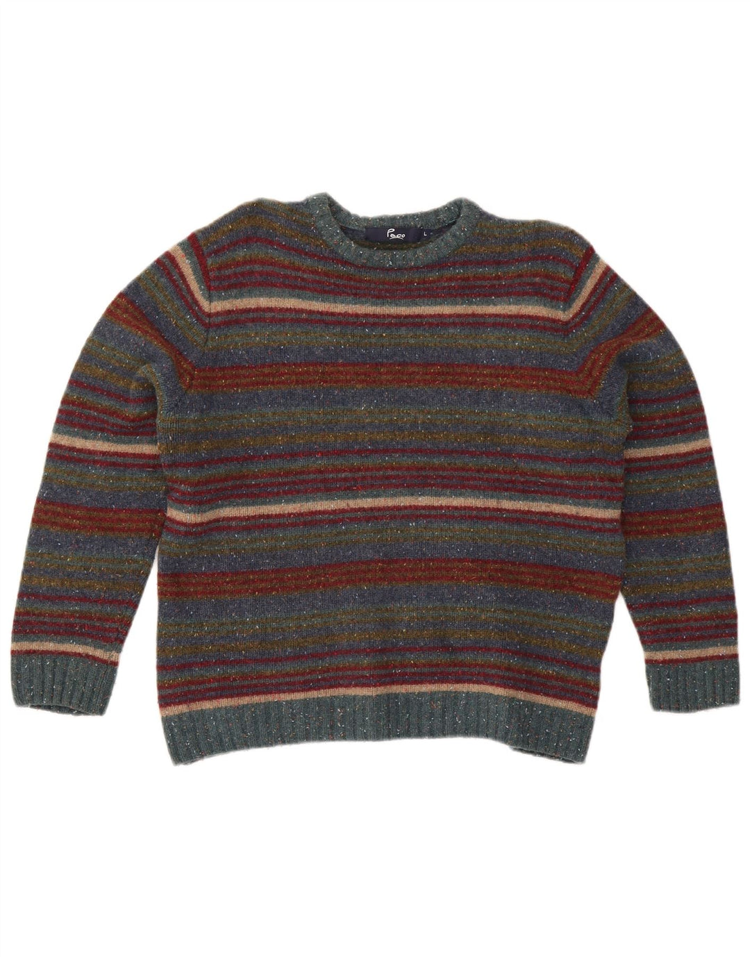 Pulover Paco pentru damă cu gât roșu din Lână cu dungi mari, multicolore, UK 16
