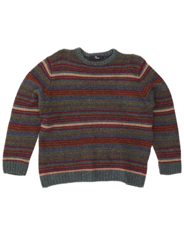 Pulover Paco pentru damă cu gât roșu din Lână cu dungi mari, multicolore, UK 16