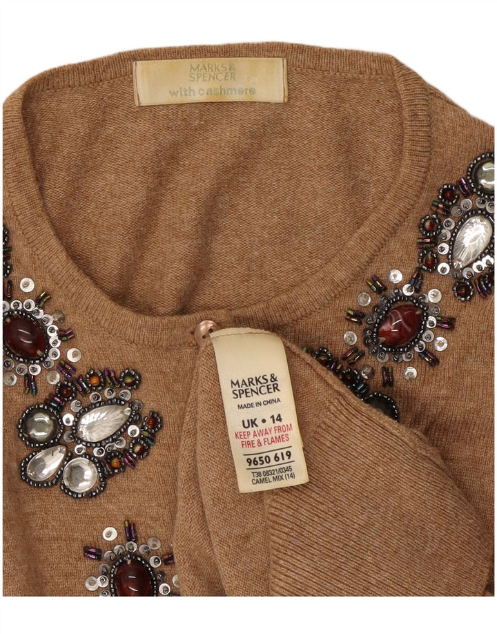 Pulover cardigan cu model abstract pentru femei Marks & Spencer UK 14 maro mediu