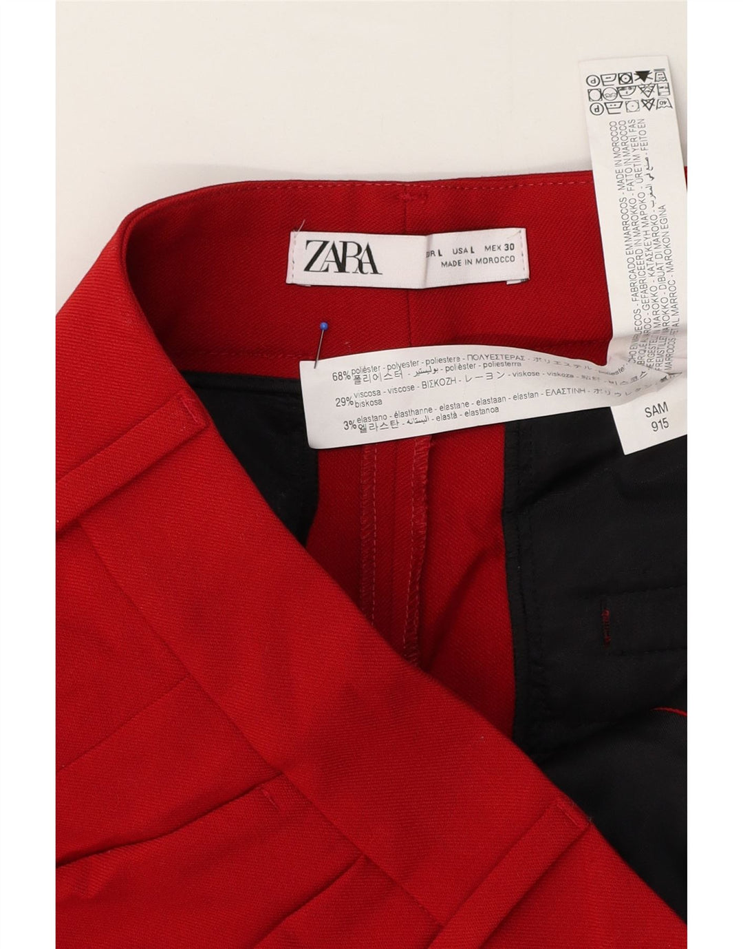 Pantaloni decupați pentru femei Zara, mari L32 L25, poliester roșu