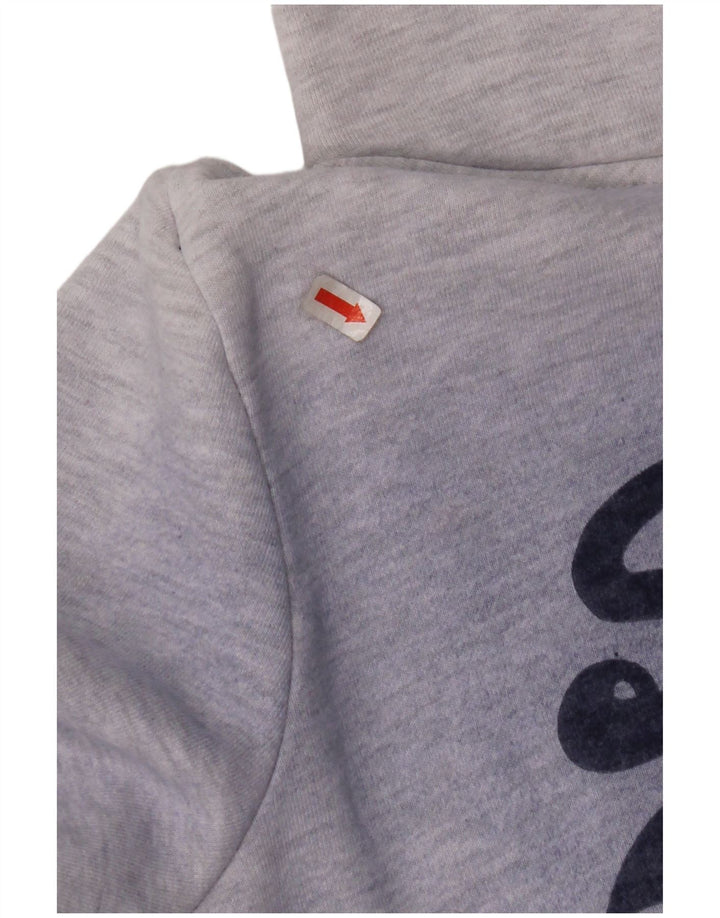 SUPERDRY Pulover cu glugă cu grafic pentru femei UK 14, bumbac cu pete gri mediu