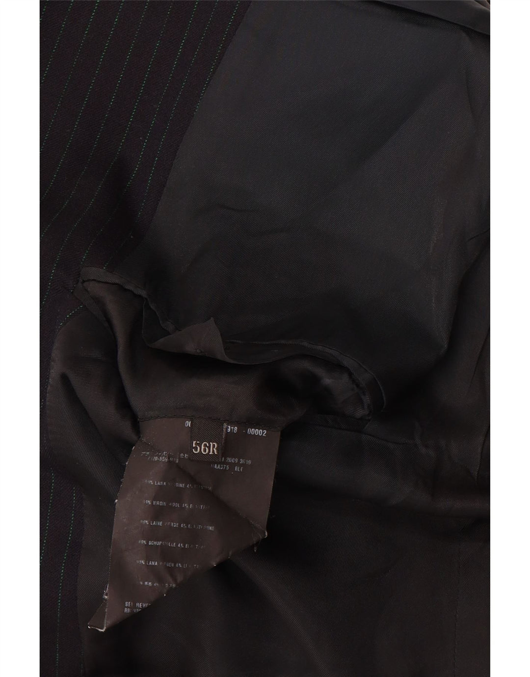 Jachetă Prada pentru bărbați cu 3 nasturi Mărimea 56 2XL Lână virgină neagră cu dungi