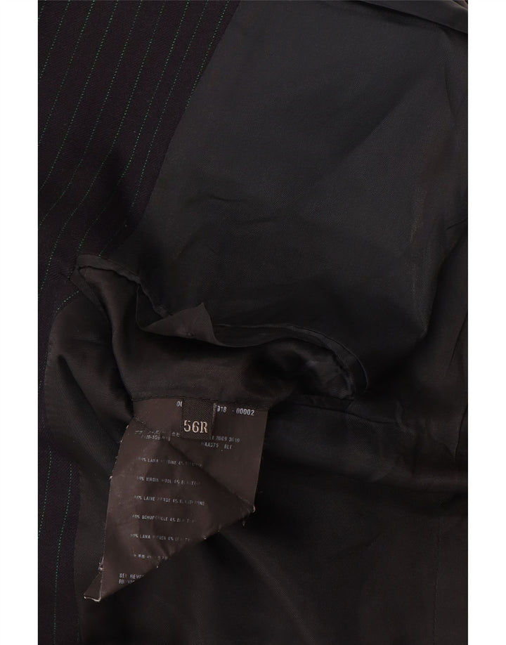 Jachetă Prada pentru bărbați cu 3 nasturi Mărimea 56 2XL Lână virgină neagră cu dungi