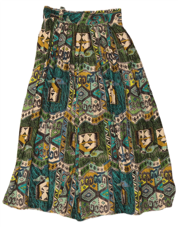 Pantaloni harem pentru femei VINTAGE L28 L22 verde geometric viscoză