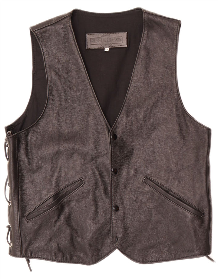 Vestă din piele vintage pentru bărbați EU 44 XS Negru