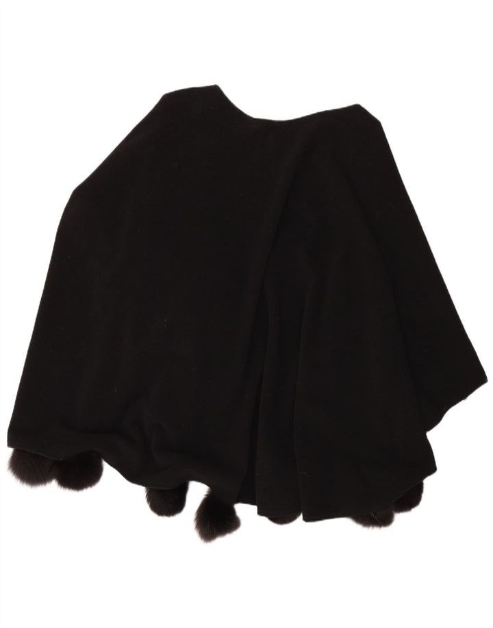 Poncho Vintage pentru damă, mărime unica, lână neagră