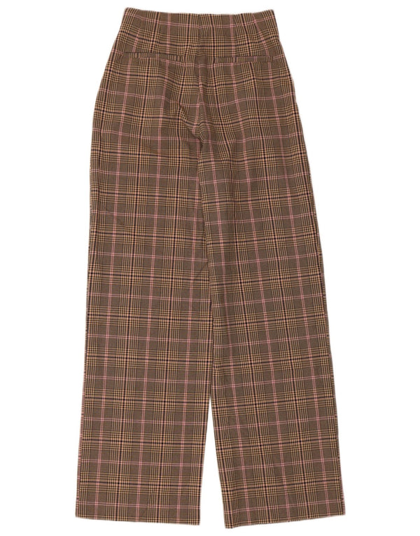 Pantaloni casual pentru femei Zara XS W24 L30 poliester cu carouri bej
