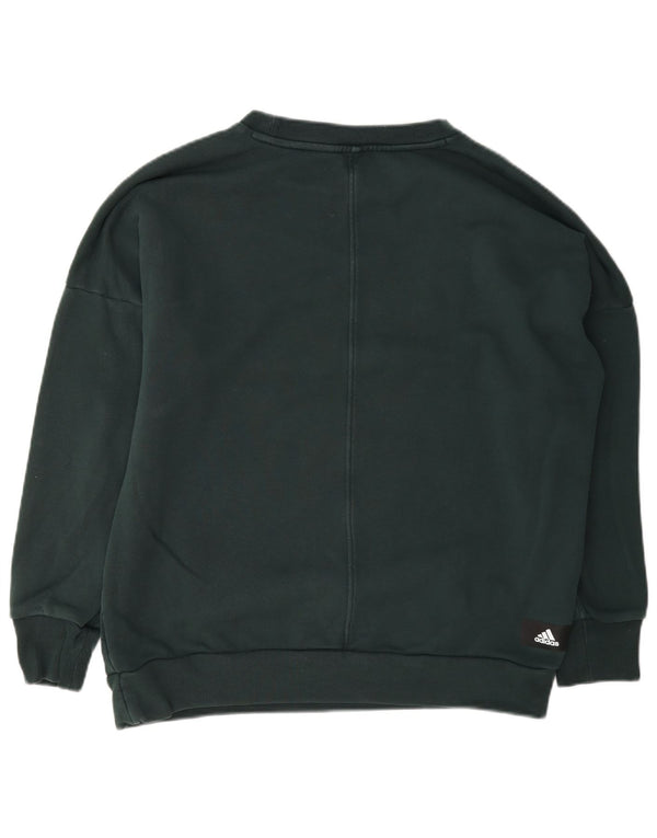 Pulover adidas pentru femei grafic supradimensionat UK 4/6 XS bumbac verde