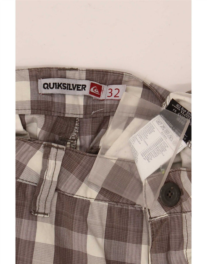 Pantaloni scurți cargo Quiksilver pentru bărbați W32, bumbac cu carouri maro mediu