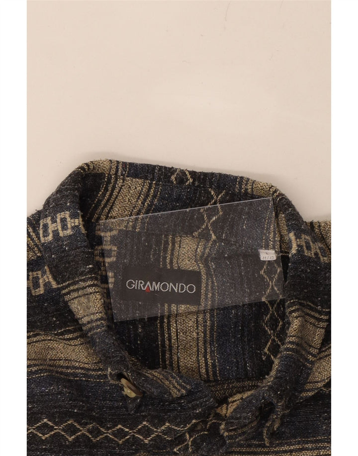 GIRAMONDO Mens Overshirt Shirt Size 41/42 Large Grey Geometric Viscose Vintage Giramondo and Second-Hand Giramondo from Messina Hembry 