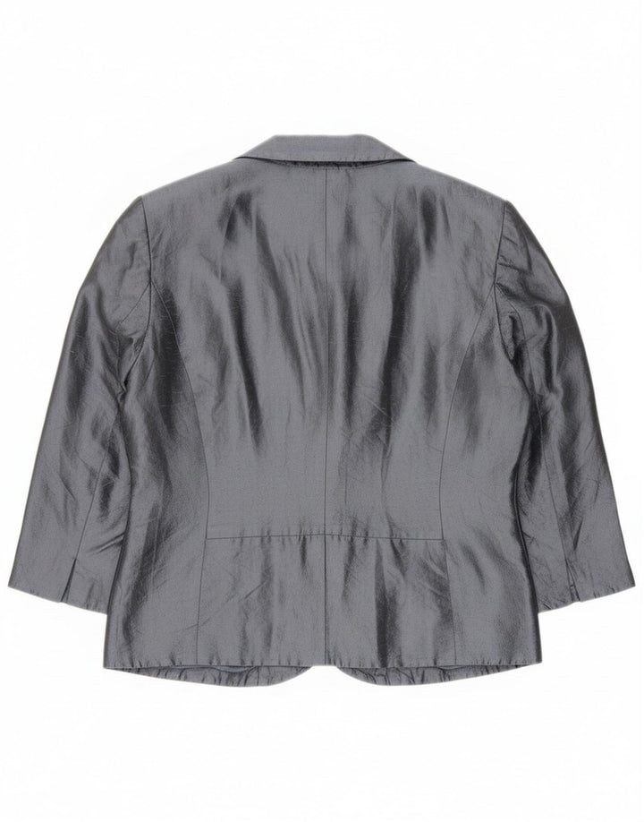 Blunauta Jachetă Blazer Crop 6 Nasturi Femei IT 42 Mătase Gri Mediu