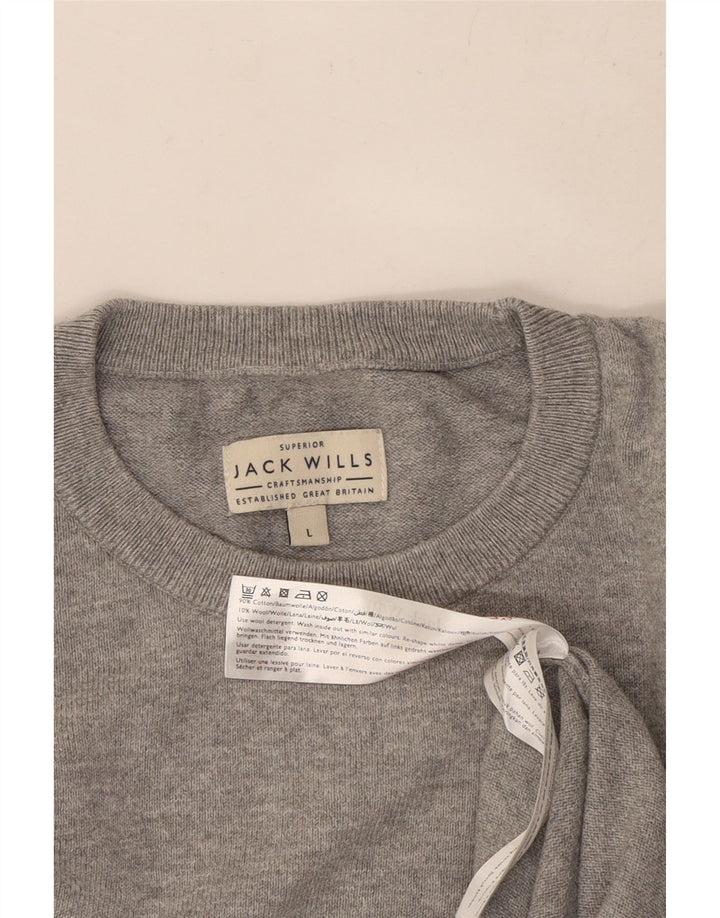 Pulover Jack Wills pentru bărbați cu gât roșu, bumbac mare, gri