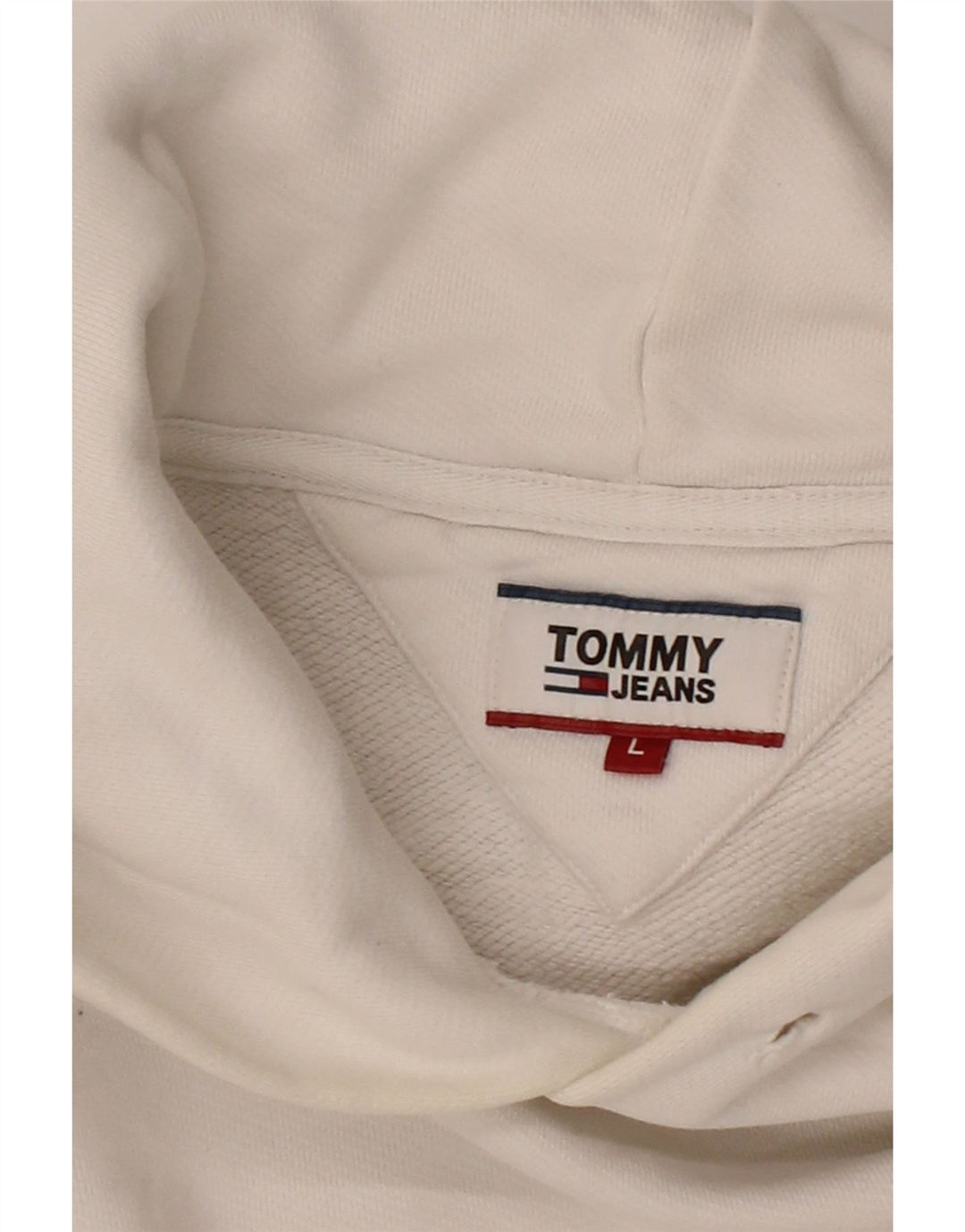 TOMMY HILFIGER Womens Oversized Sweatshirt Jumper UK 16 Large Off White Vintage Tommy Hilfiger and Second-Hand Tommy Hilfiger from Messina Hembry 