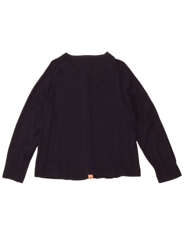 White Stuff Pulover Crop Cardigan pentru Femei UK 14 Mare Lână bleumarin