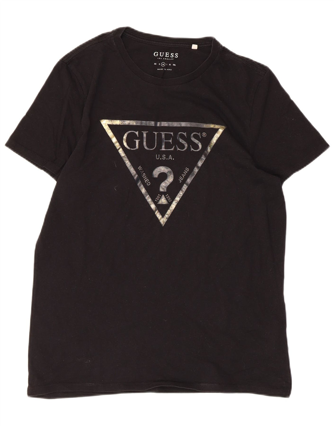 Tricou grafic GUESS pentru bărbați Top mediu din bumbac negru