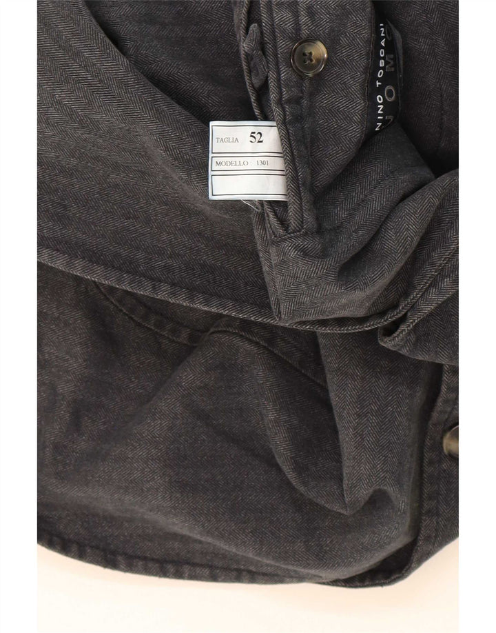 Jachetă vintage pentru bărbați cu 3 nasturi IT 52 XL bumbac cu dungi gri