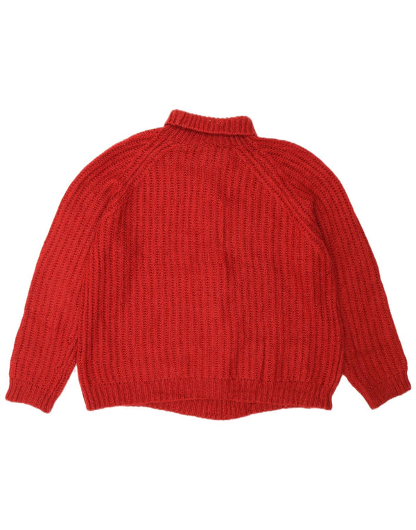 Pulover pentru femei Massimo Dutti cu gât rulat UK 14 Medium Burgundy Acrilic