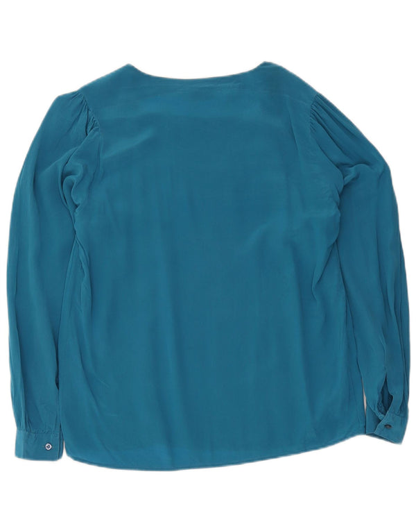 Bluză vintage cu mânecă lungă pentru femei Top IT 42 Medium Blue Silk