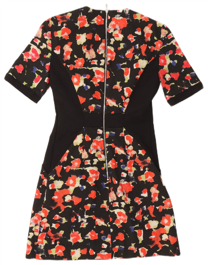 FRENCH CONNECTION Rochie A-Line pentru femei UK 8 Small Black Floral Bumbac