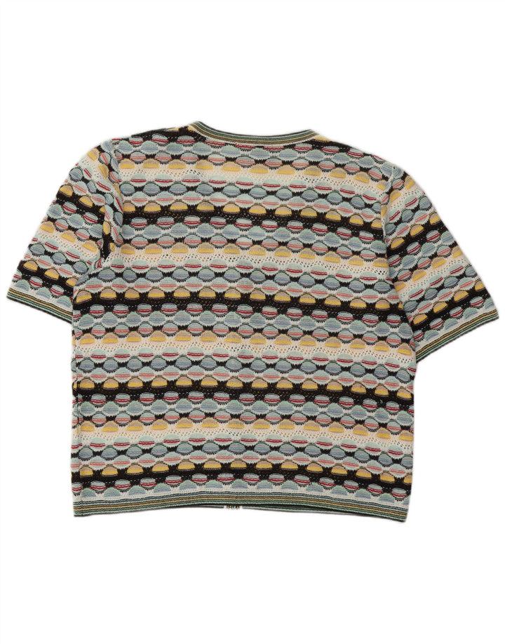 Pulover Cardigan Vintage pentru Damă UK 14 Mare Multicolor Geometric