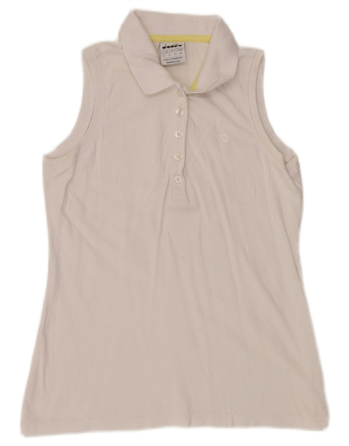 Tricou polo fără mâneci Diadora, alb, mic