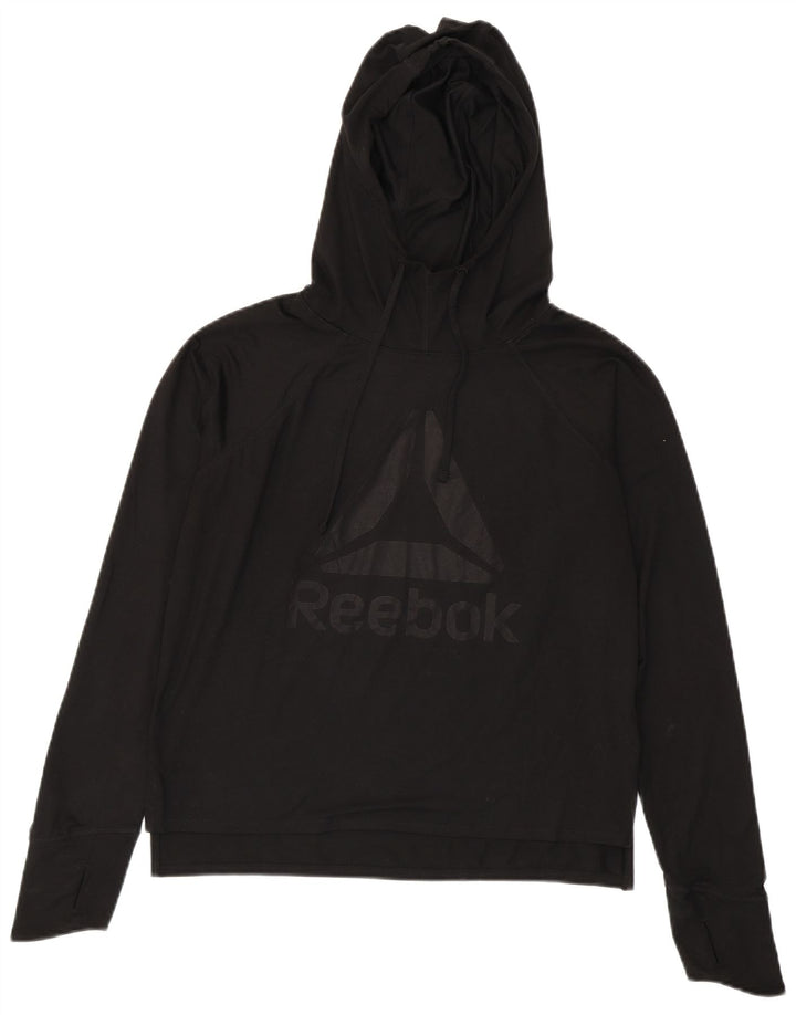 Jumper Reebok pentru femei, supradimensionat, cu capota, UK 10, negru