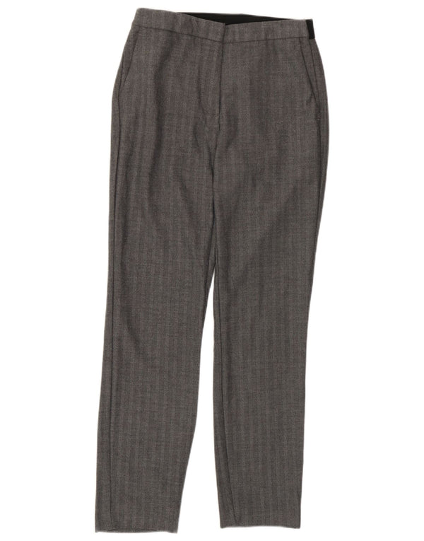 Pantaloni chino slim pentru femei Zara UK 10 Mici L26 L26 Gri Herringbone