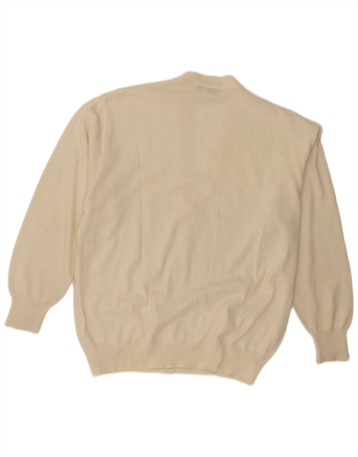 Pulover Cardigan Vintage Bărbați IT 50 Lână Albă Medie