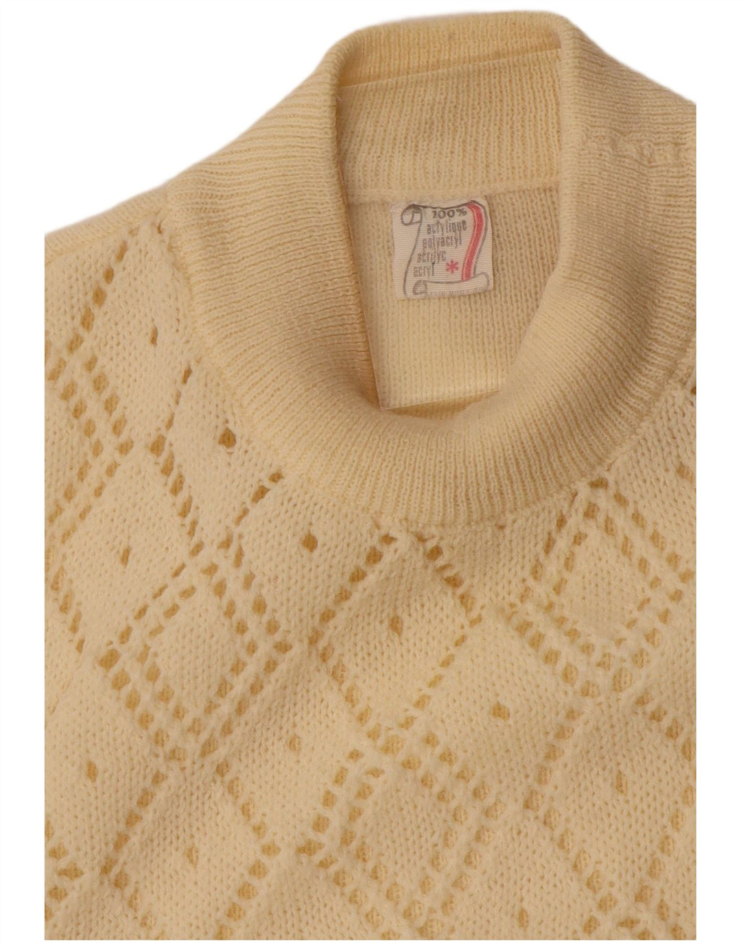 VINTAGE Pulover cu gât țestoasă pentru femei UK 10 Small Off White