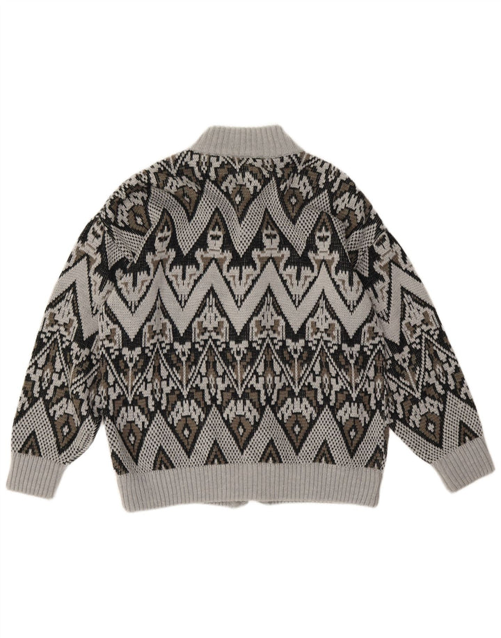 Pulover cardigan pentru bărbați LINEA, mare, gri geometric, acrilic