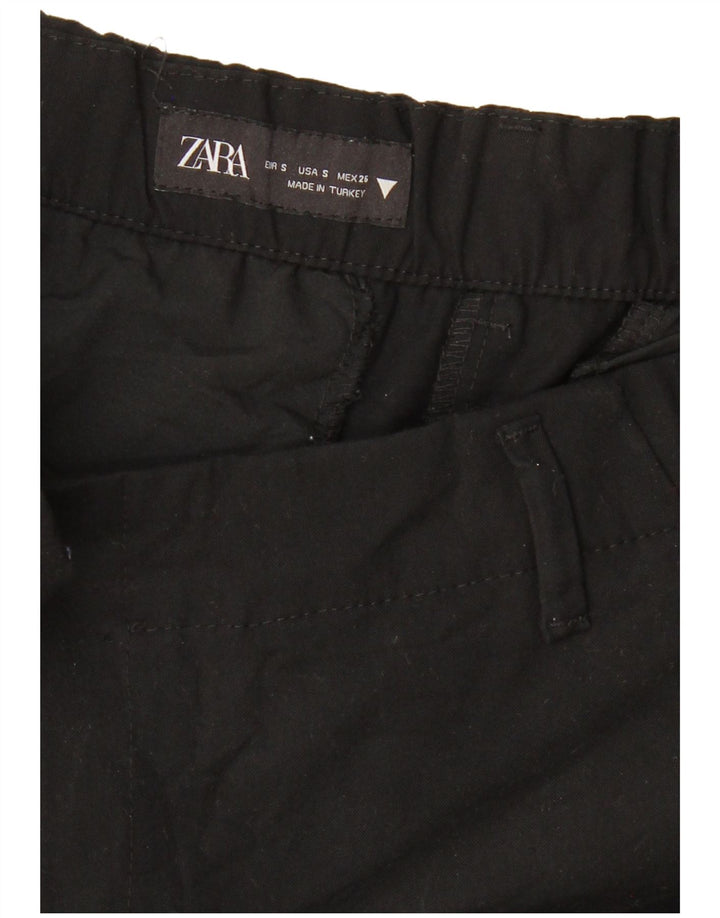 Pantaloni chino pentru femei cu picioare largi ZARA Mici W26 L26 Negri