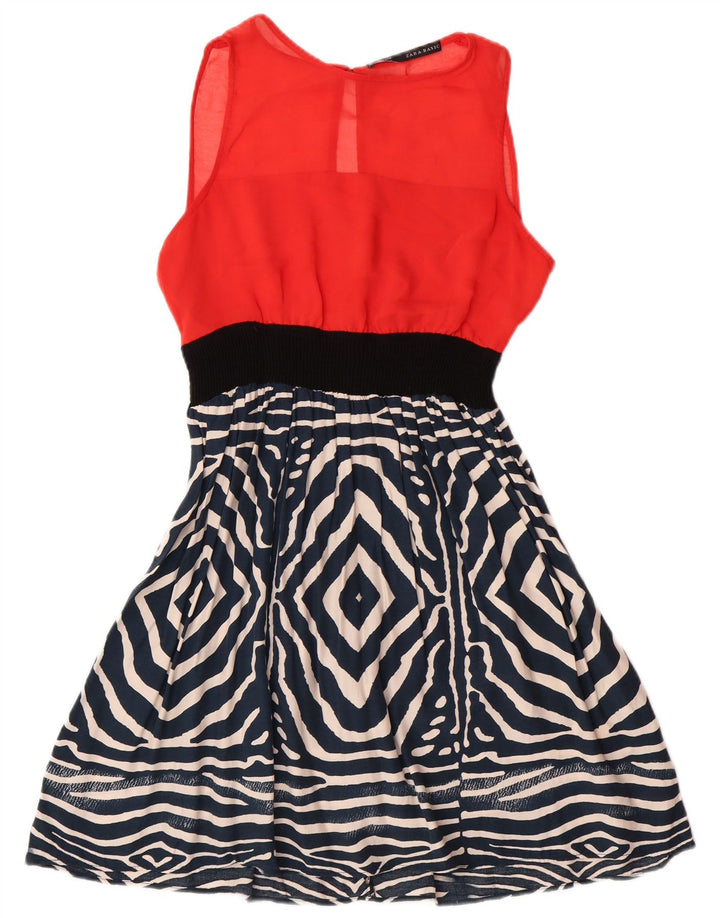 Rochie de bază fără mâneci pentru femei Zara UK 12 Roșu Mediu Geometric Modern