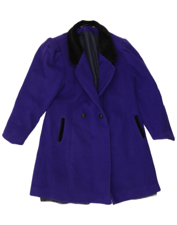 Palton dublu pentru femei Vintage UK 14 Lână violet mediu