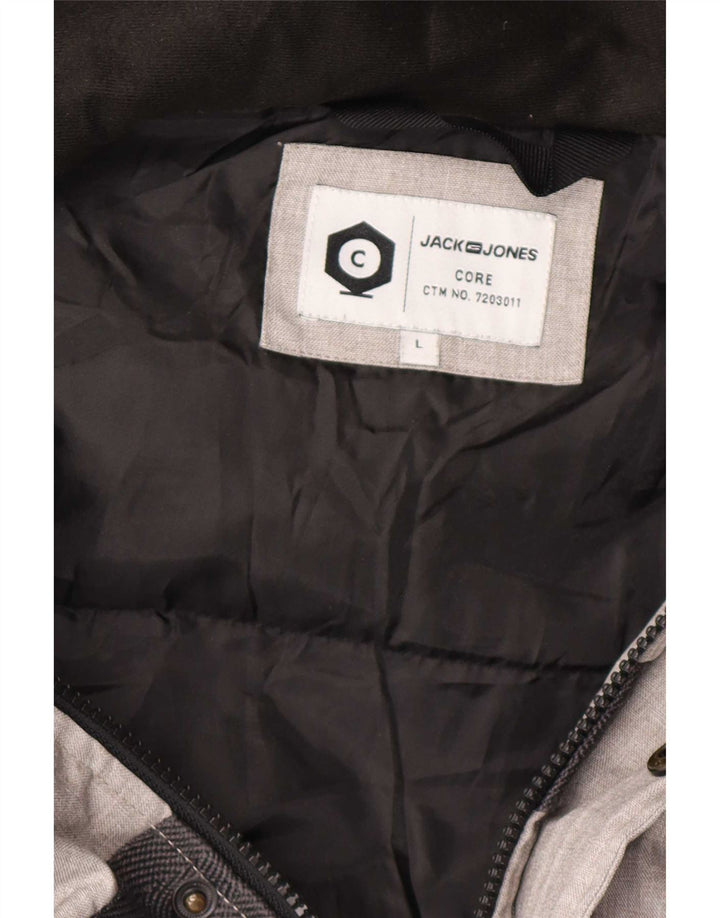 Jack & Jones Jachetă căptușită cu glugă pentru bărbați UK 40, mare, gri, colorblock