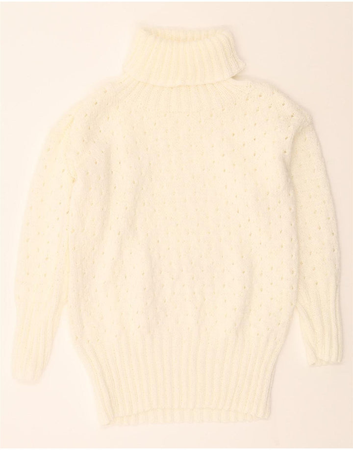 VINTAGE Womens Roll Neck Jumper Sweater UK 16 Large White Vintage Vintage and Second-Hand Vintage from Messina Hembry 