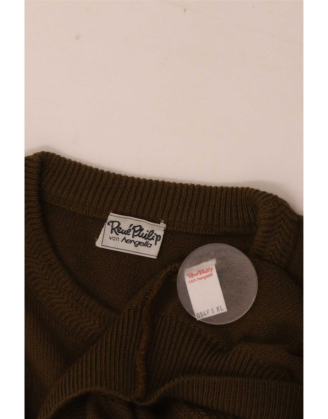 Pulover Vintage pentru bărbați cu gâtul turnat XL Kaki Lână
