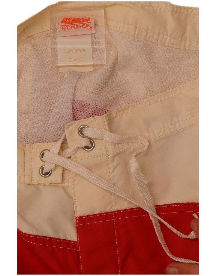 Pantaloni scurți de înot pentru bărbați SUNDEK, roșu mediu, nailon color bloc